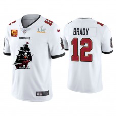 2021 Tampa Bay Buccaneers #12 Tom Brady White Super Bowl LIV Champions White Team Logo Jersey