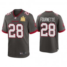 2021 Tampa Bay Buccaneers #28 Leonard Fournette Pewter Super Bowl LIV Champions Pewter Game Jersey