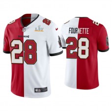 2021 Tampa Bay Buccaneers #28 Leonard Fournette Red White Super Bowl LIV Split Jersey
