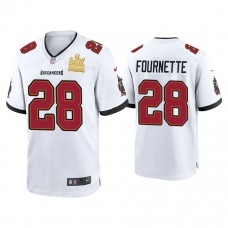 2021 Tampa Bay Buccaneers #28 Leonard Fournette White Super Bowl LIV Champions White Game Jersey