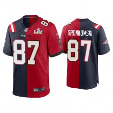 2021 Tampa Bay Buccaneers #87 Rob Gronkowski Navy Red Super Bowl LIV Split Game Jersey