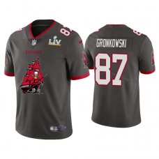 2021 Tampa Bay Buccaneers #87 Rob Gronkowski Pewter Super Bowl LIV Champions Pewter Team Logo Jersey