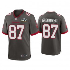 2021 Tampa Bay Buccaneers #87 Rob Gronkowski Pewter Super Bowl LIV Pewter Game Jersey