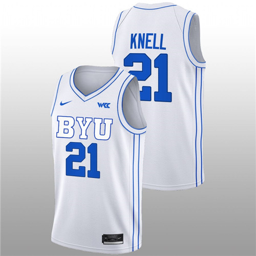 2022-23 BYU Cougars Trevin Knell College Basketball White Jersey Men