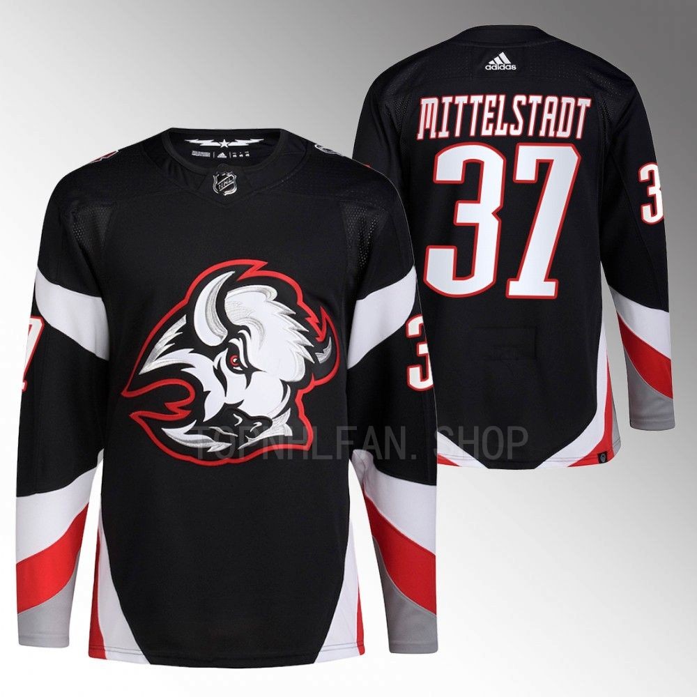 2022-23 Buffalo Sabres Casey Mittelstadt Black Goathead Alternate Primegreen Authentic Jersey