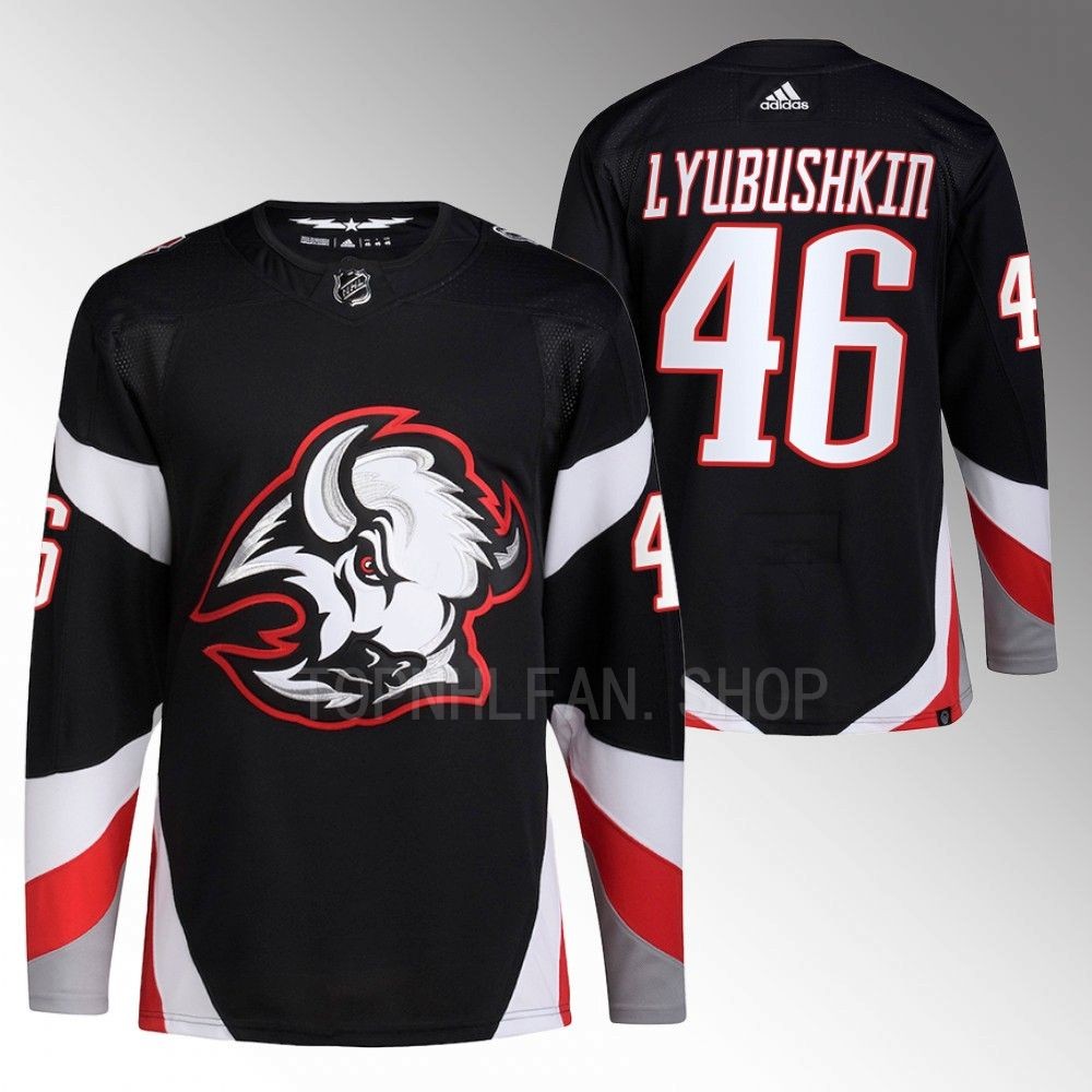 2022-23 Buffalo Sabres Ilya Lyubushkin Black Goathead Alternate Primegreen Authentic Jersey