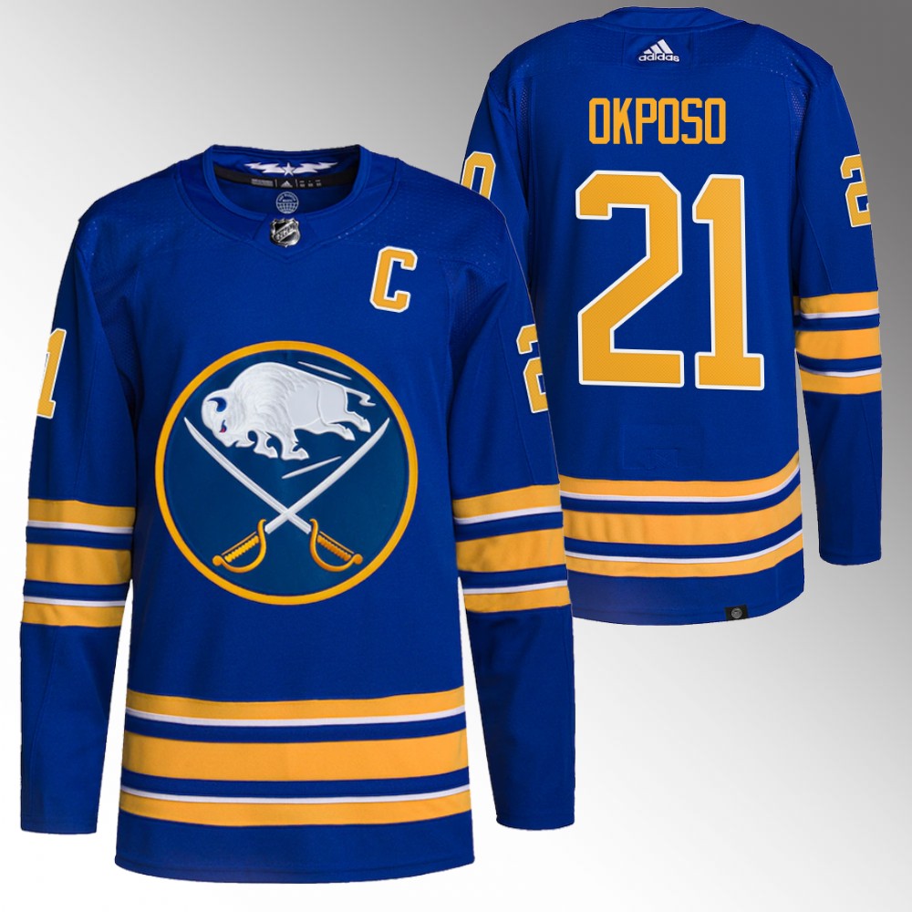 2022-23 Buffalo Sabres Kyle Okposo Royal Captain Patch Authentic Primegreen Jersey