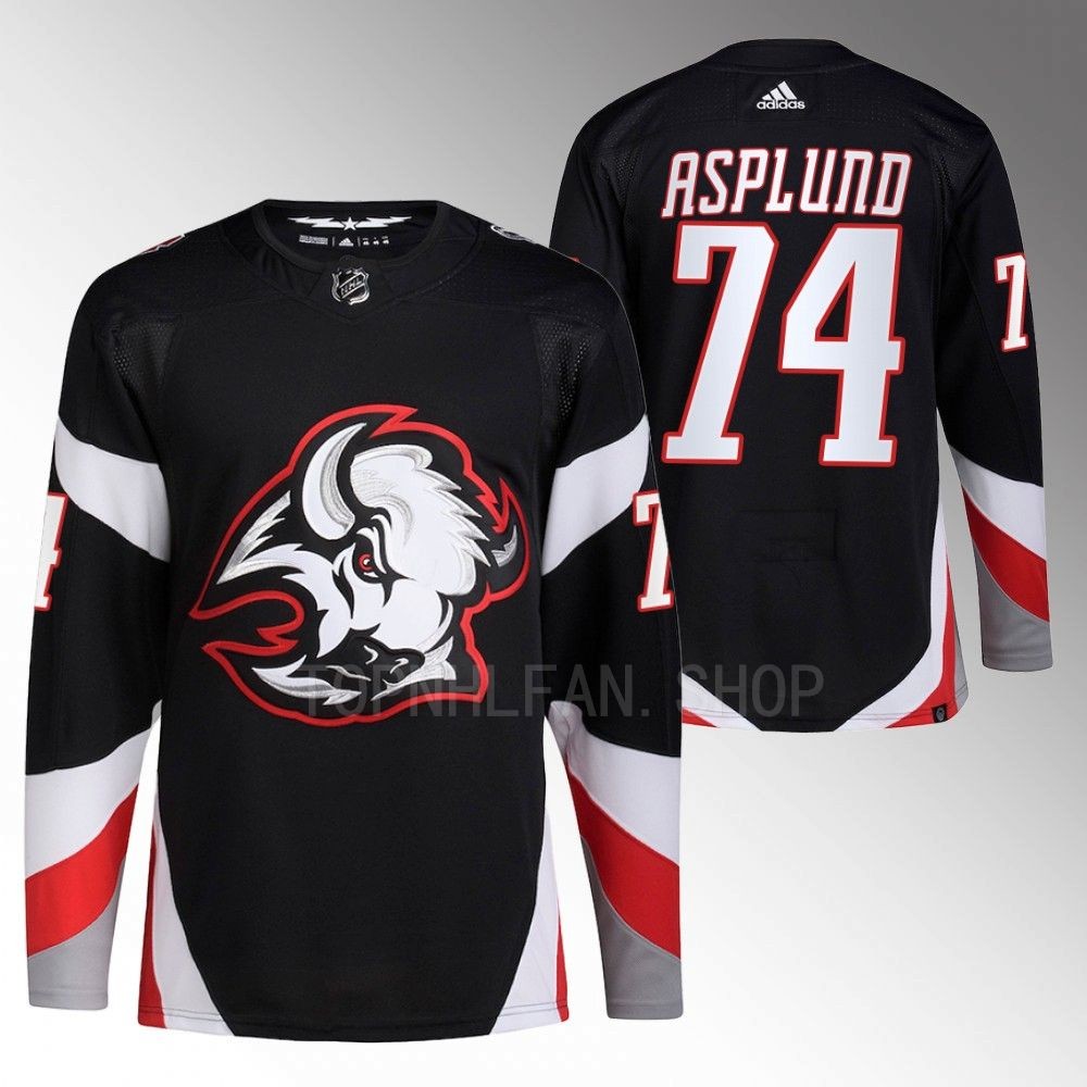 2022-23 Buffalo Sabres Rasmus Asplund Black Goathead Alternate Primegreen Authentic Jersey