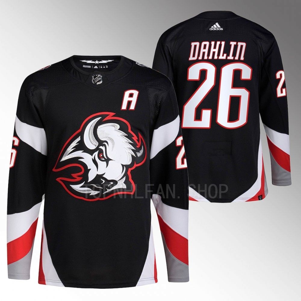 2022-23 Buffalo Sabres Rasmus Dahlin Black Goathead Alternate Primegreen Authentic Jersey