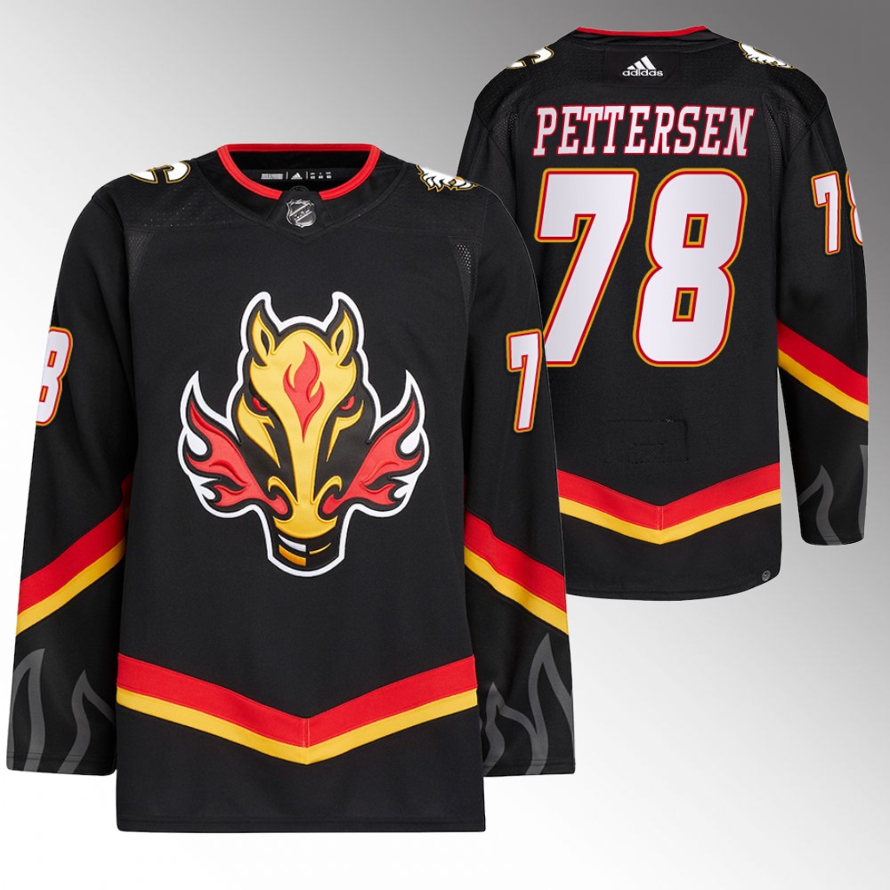 2022-23 Calgary Flames Emilio Pettersen Black Blasty Alternate Primegreen Jersey