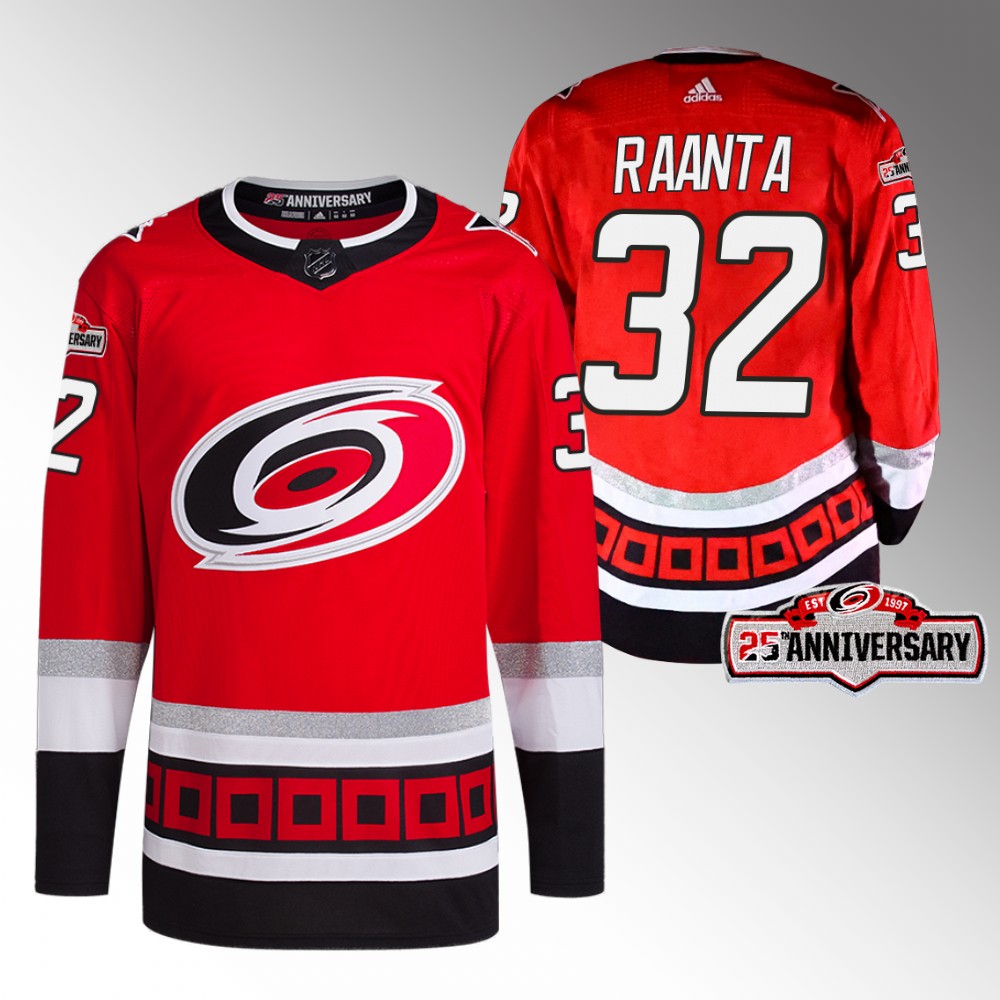 2022-23 Carolina Hurricanes Antti Raanta Red Third 25th Anniversary Jersey