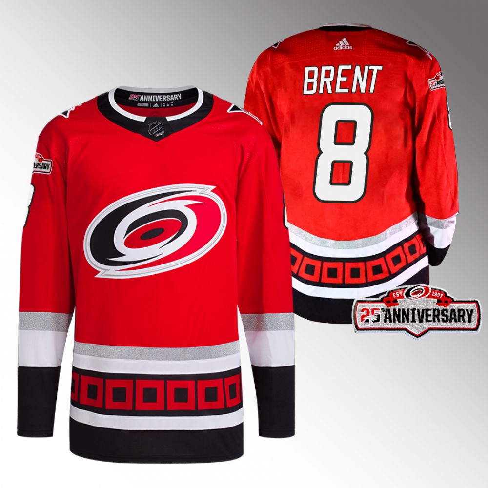 2022-23 Carolina Hurricanes Brent Burns Red Third 25th Anniversary Jersey