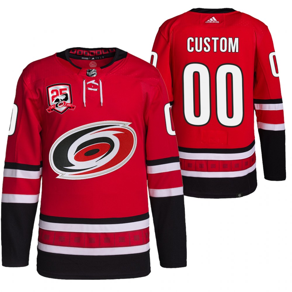 2022-23 Carolina Hurricanes Custom Red 25th Anniversary Logo Home Jersey