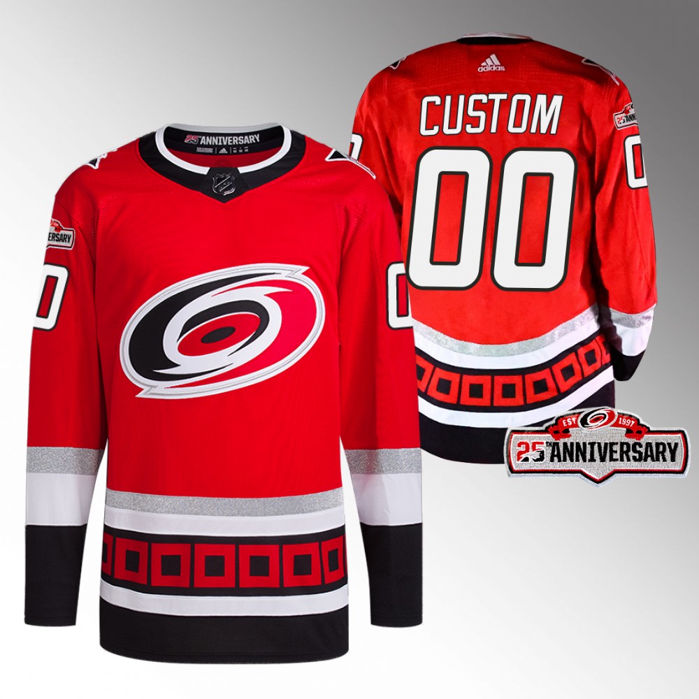 2022-23 Carolina Hurricanes Custom Red Third 25th Anniversary Jersey