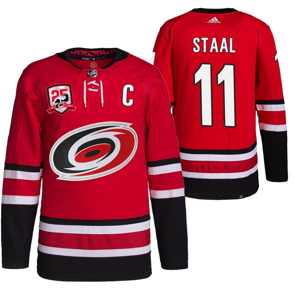 2022-23 Carolina Hurricanes Jordan Staal Red 25th Anniversary Logo Home Jersey