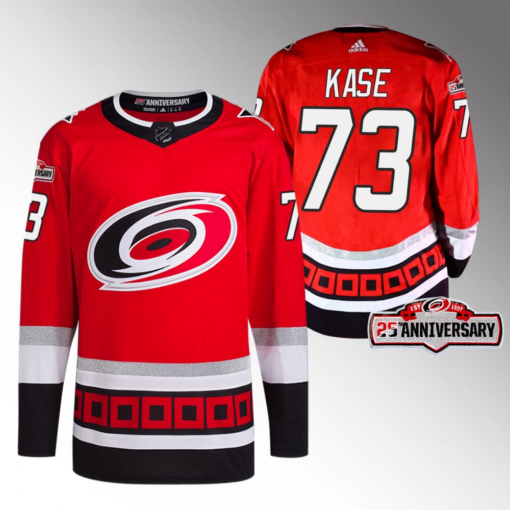 2022-23 Carolina Hurricanes Ondrej Kase Red Third 25th Anniversary Jersey