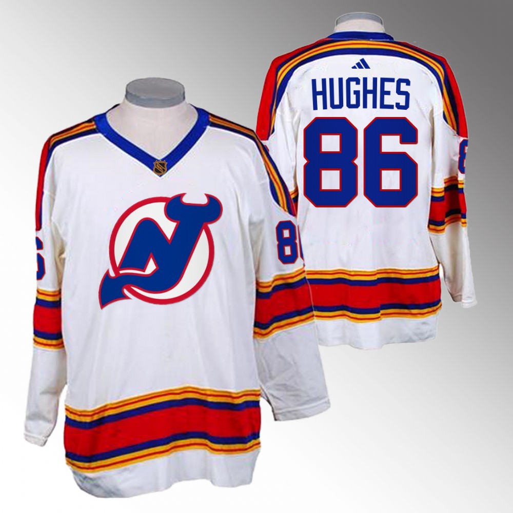 2022-23 Devils Jack Hughes White Reverse Retro 2.0 Replica Jersey
