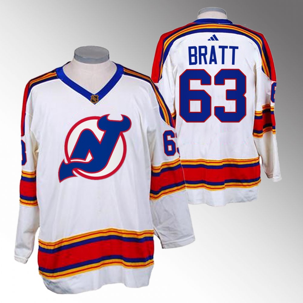 2022-23 Devils Jesper Bratt White Reverse Retro 2.0 Replica Jersey
