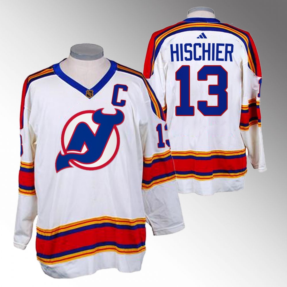 2022-23 Devils Nico Hischier White Reverse Retro 2.0 Replica Jersey