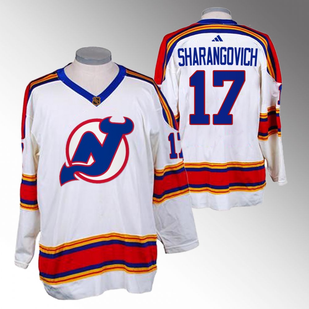 2022-23 Devils Yegor Sharangovich White Reverse Retro 2.0 Replica Jersey