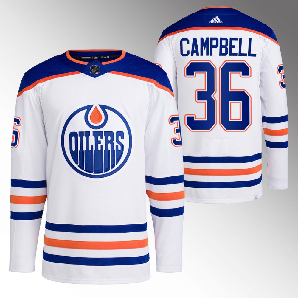2022-23 Edmonton Oilers Jack Campbell White Primegreen Authentic Away Jersey