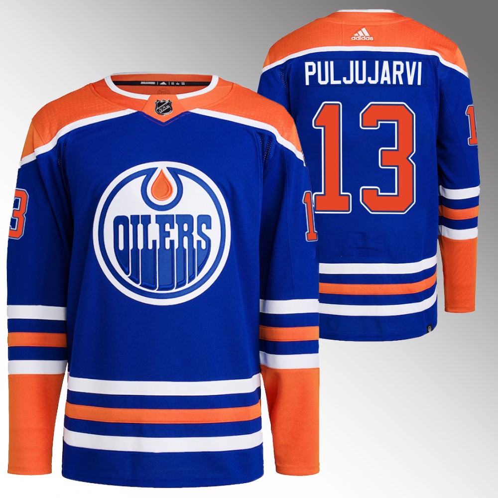 2022-23 Edmonton Oilers Jesse Puljujarvi Blue Primegreen Authentic Home Jersey