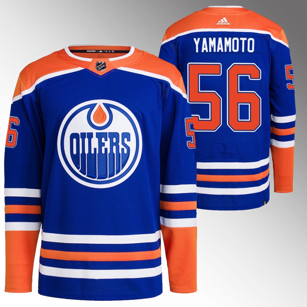 2022-23 Edmonton Oilers Kailer Yamamoto Blue Primegreen Authentic Home Jersey