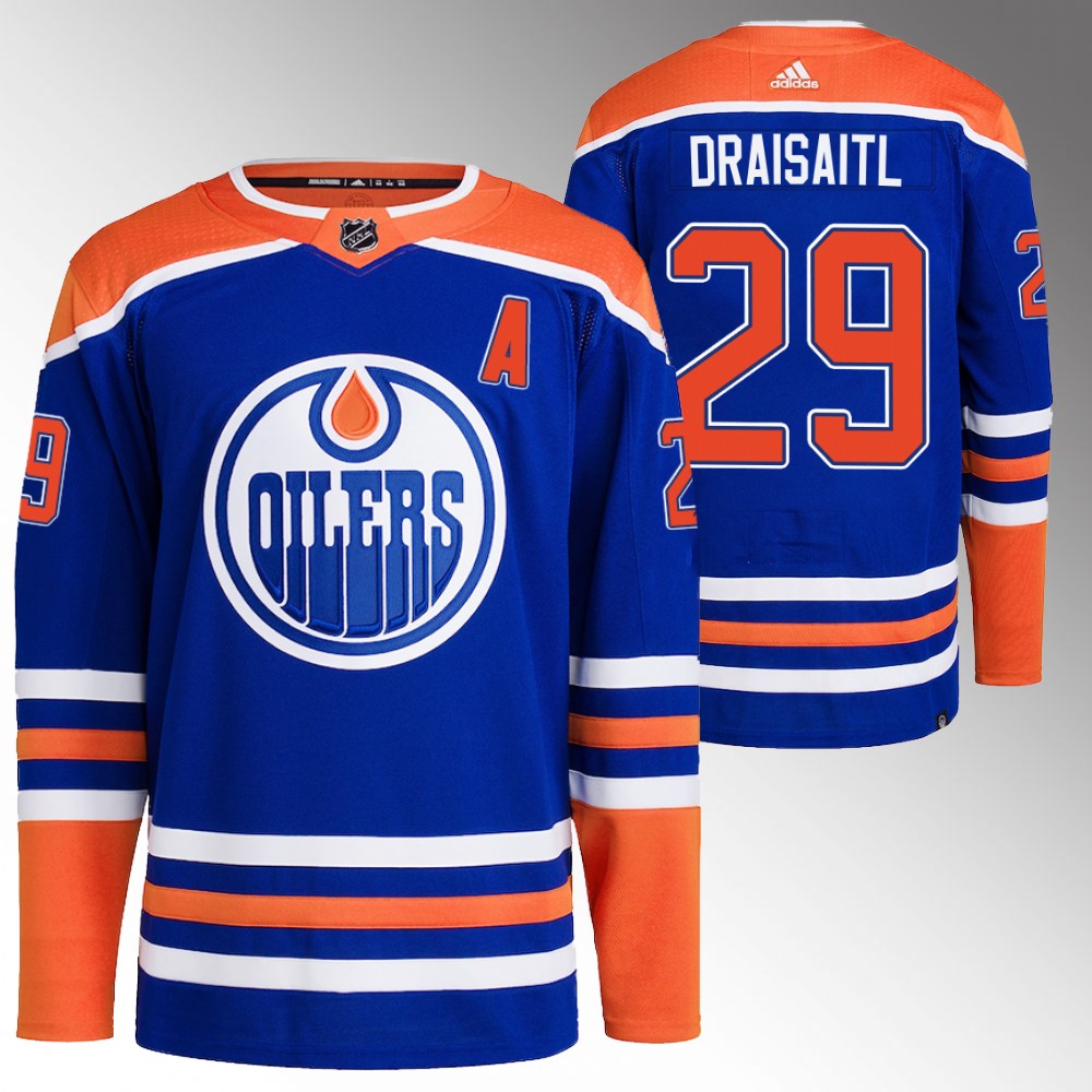 2022-23 Edmonton Oilers Leon Draisaitl Blue Primegreen Authentic Home Jersey