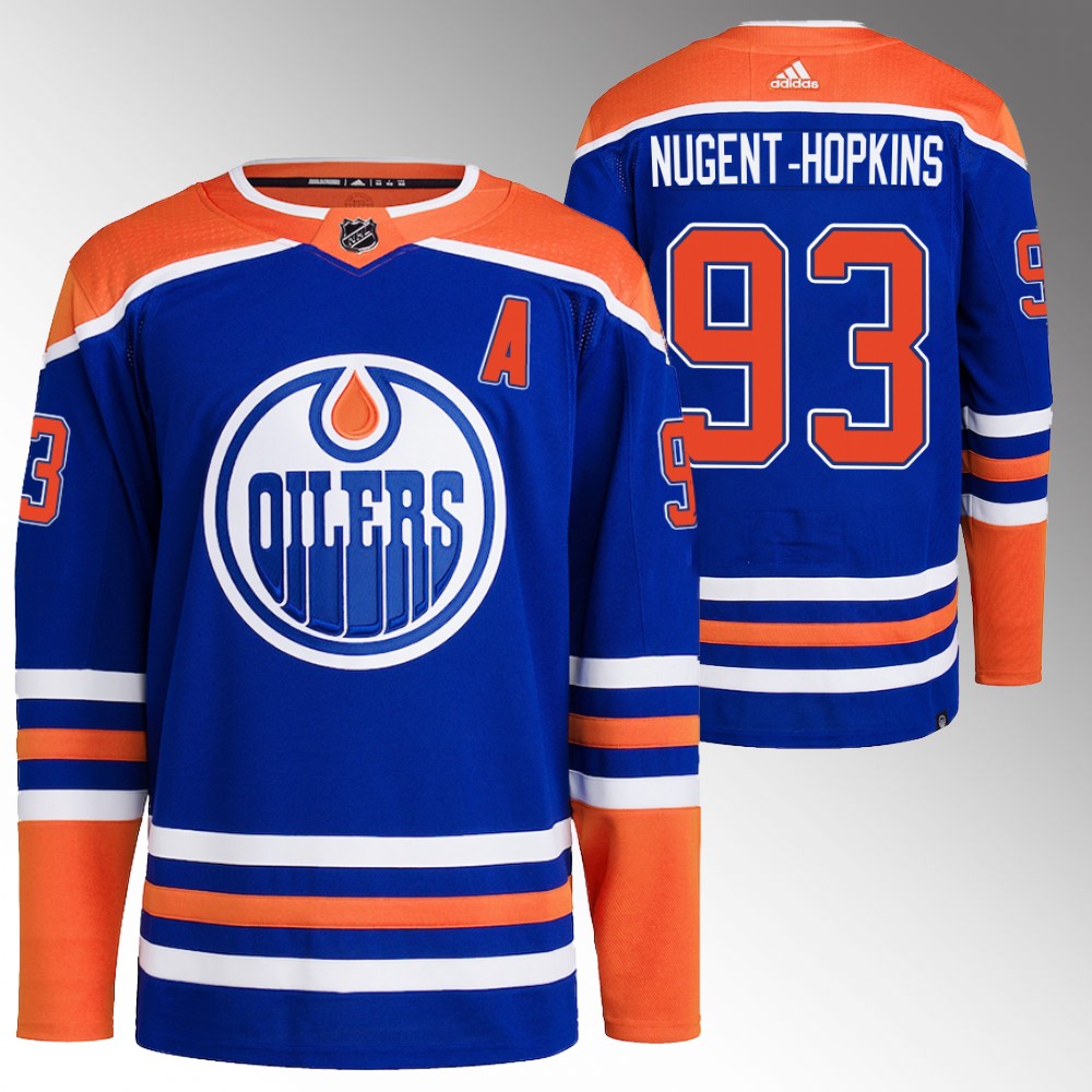 2022-23 Edmonton Oilers Ryan Nugent-Hopkins Blue Primegreen Authentic Home Jersey