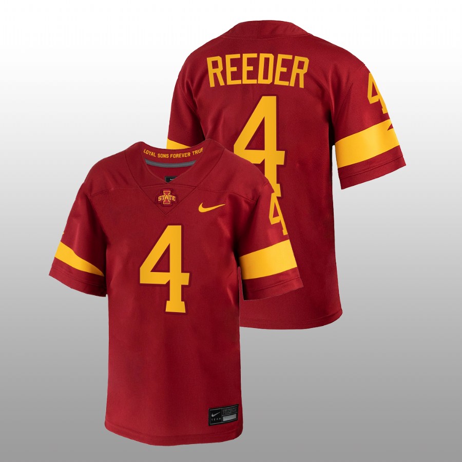 2022-23 Iowa State Cyclones Colby Reeder College Football Red Jersey