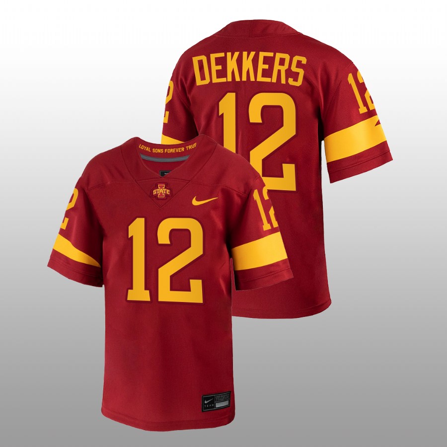 2022-23 Iowa State Cyclones Hunter Dekkers College Football Red Jersey