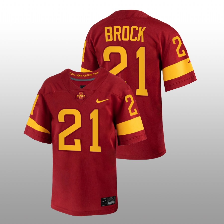 2022-23 Iowa State Cyclones Jirehl Brock College Football Red Jersey