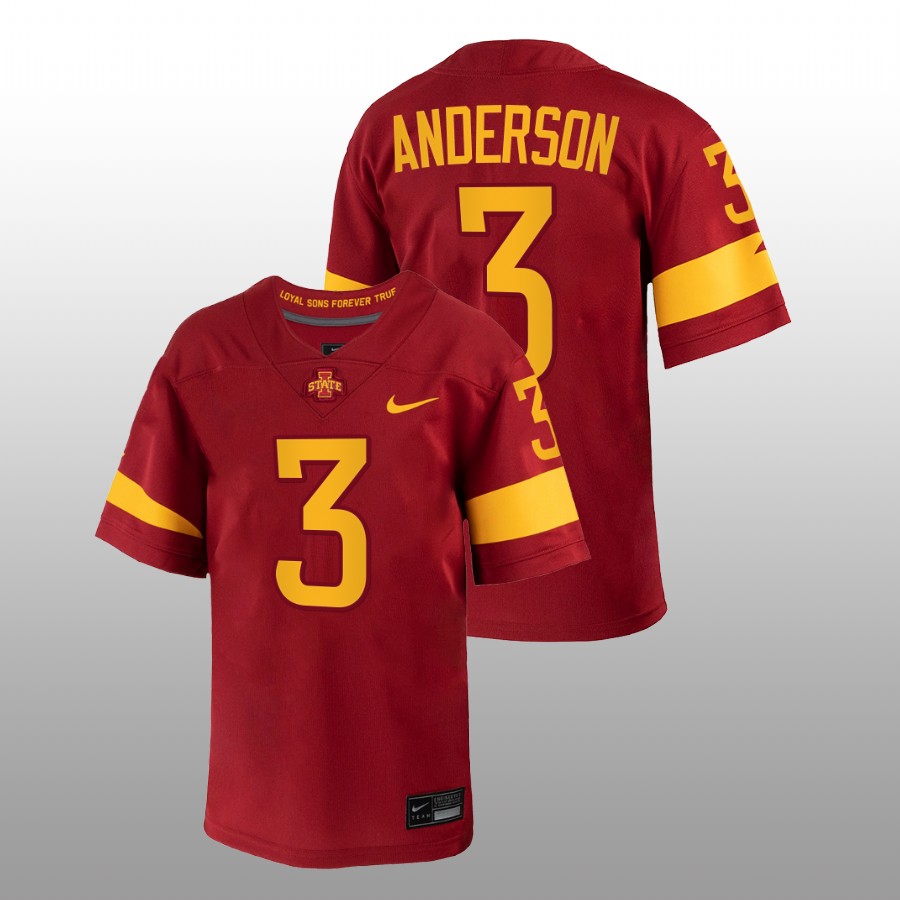2022-23 Iowa State Cyclones MJ Anderson College Football Red Jersey