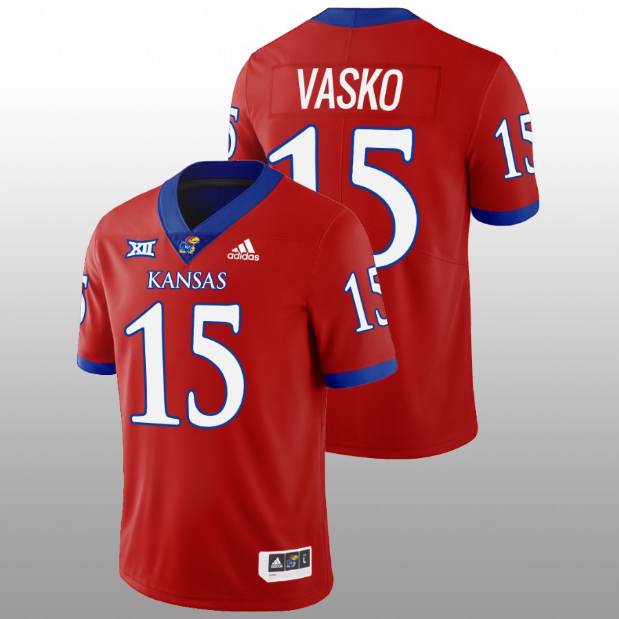 2022-23 Kansas Jayhawks Ethan Vasko College Football Red Jersey