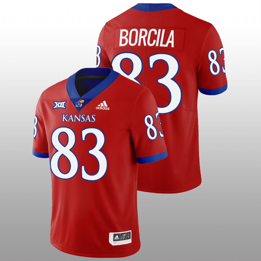 2022-23 Kansas Jayhawks Jacob Borcila College Football Red Jersey