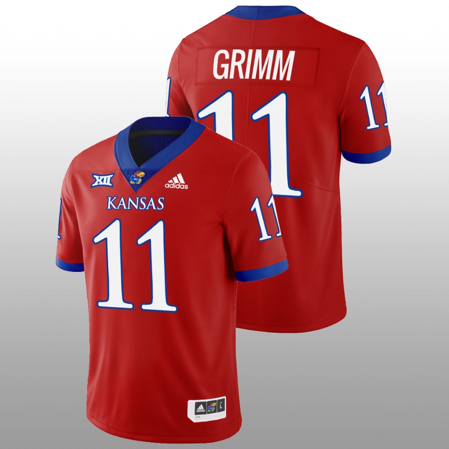 2022-23 Kansas Jayhawks Luke Grimm College Football Red Jersey