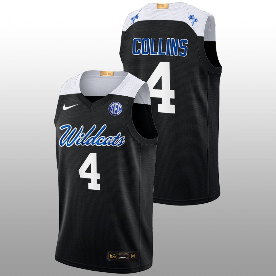 2022-23 Kentucky Wildcats Daimion Collins College Basketball Black Elite Jersey Men