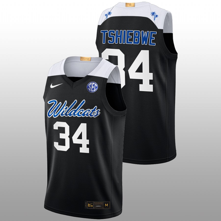 2022-23 Kentucky Wildcats Oscar Tshiebwe College Basketball Black Elite Jersey Men