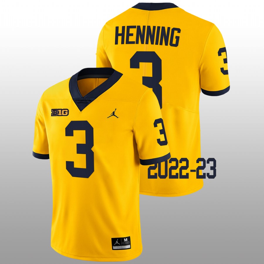 2022-23 Michigan Wolverines A.J. Henning College Football Maize Jersey Limited