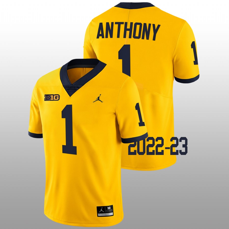 2022-23 Michigan Wolverines Andrel Anthony College Football Maize Jersey Limited