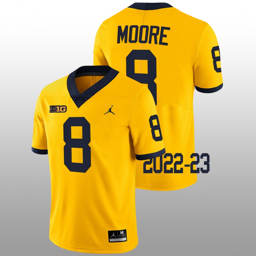 2022-23 Michigan Wolverines Derrick Moore College Football Maize Jersey Limited