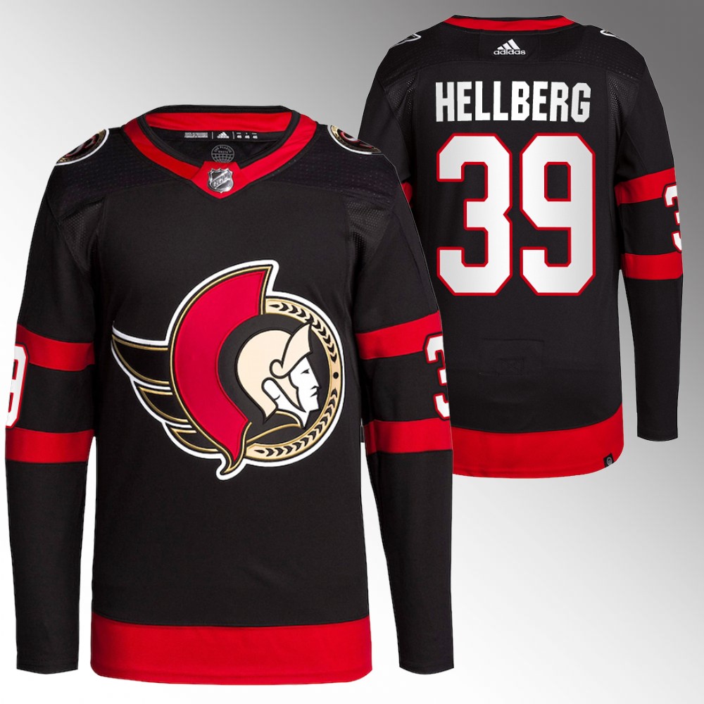2022-23 Ottawa Senators Magnus Hellberg Black Authentic Home Jersey