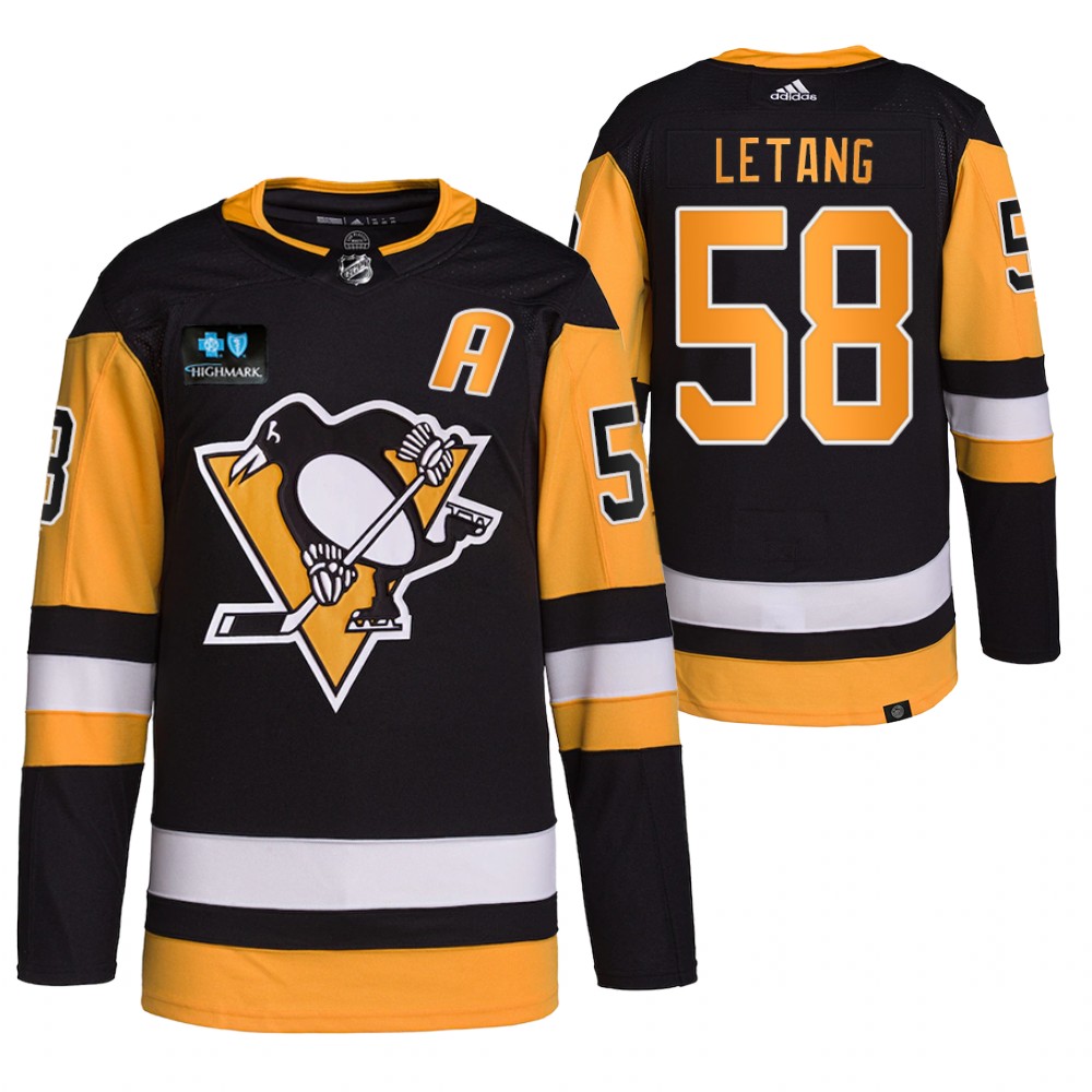 2022-23 Pittsburgh Penguins Kris Letang Black Authentic Pro Highmark Ad patch Jersey