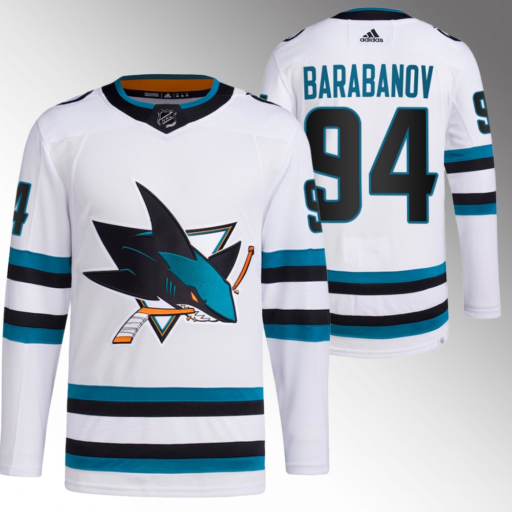 2022-23 San Jose Sharks Alexander Barabanov White Away Primegreen Authentic Jersey