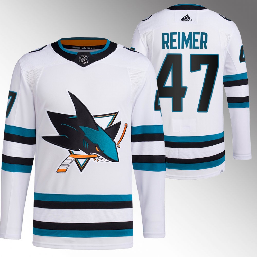 2022-23 San Jose Sharks James Reimer White Away Primegreen Authentic Jersey