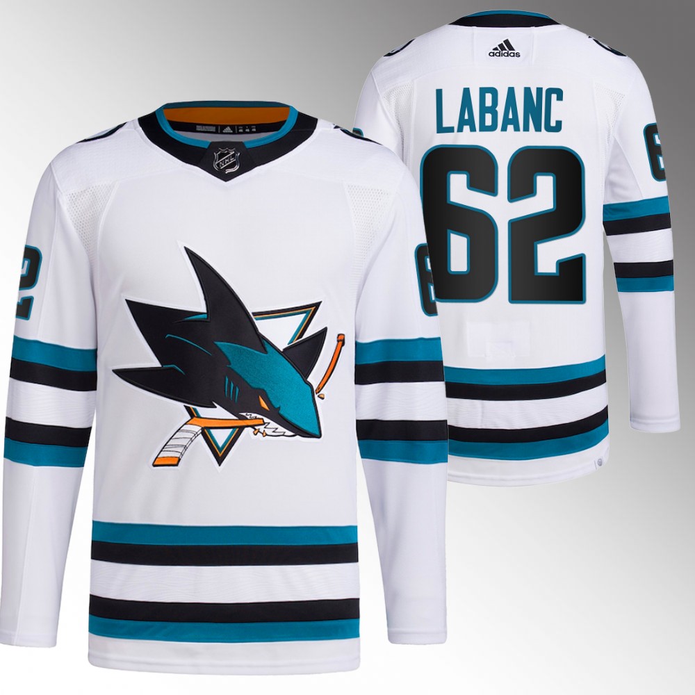 2022-23 San Jose Sharks Kevin Labanc White Away Primegreen Authentic Jersey