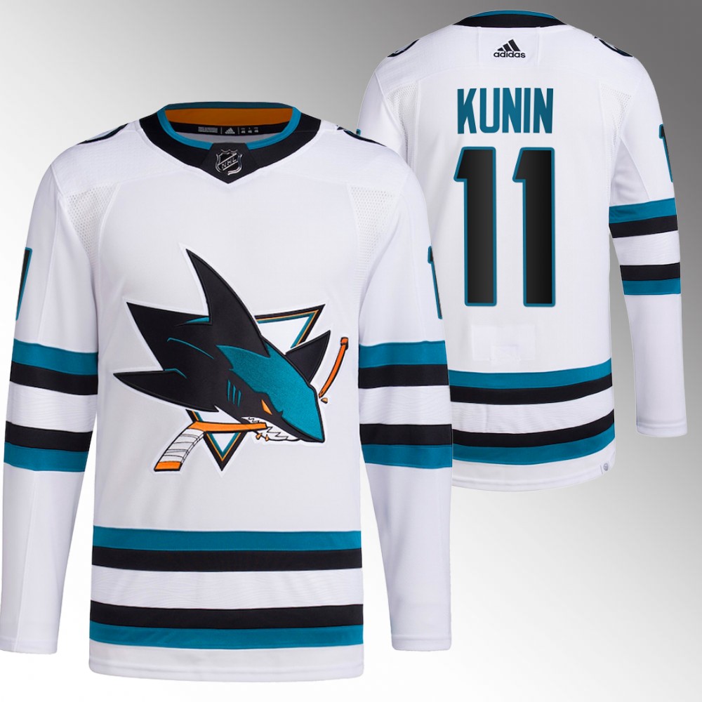 2022-23 San Jose Sharks Luke Kunin White Away Primegreen Authentic Jersey