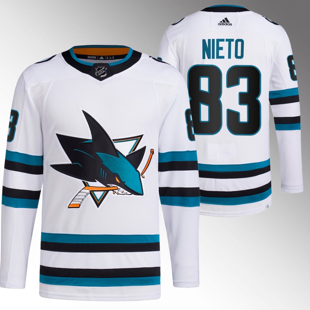 2022-23 San Jose Sharks Matt Nieto White Away Primegreen Authentic Jersey