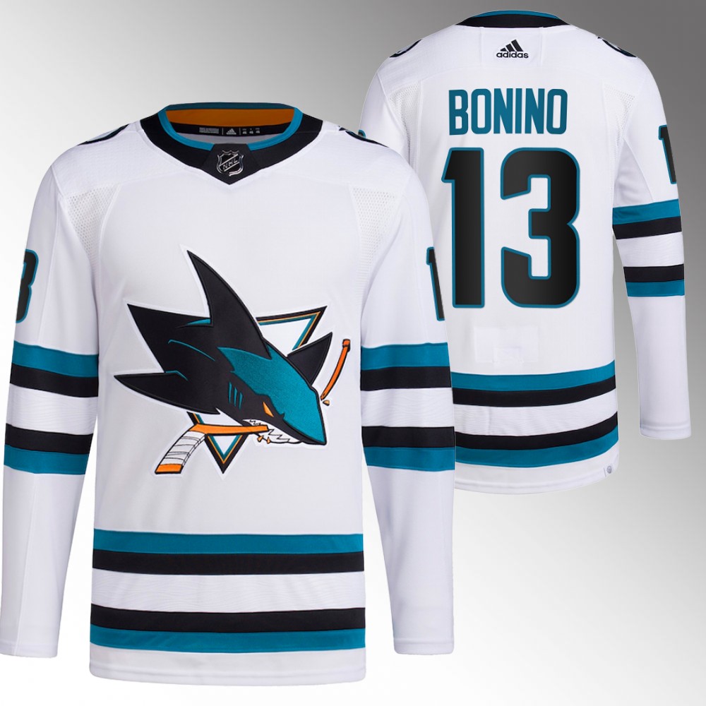 2022-23 San Jose Sharks Nick Bonino White Away Primegreen Authentic Jersey