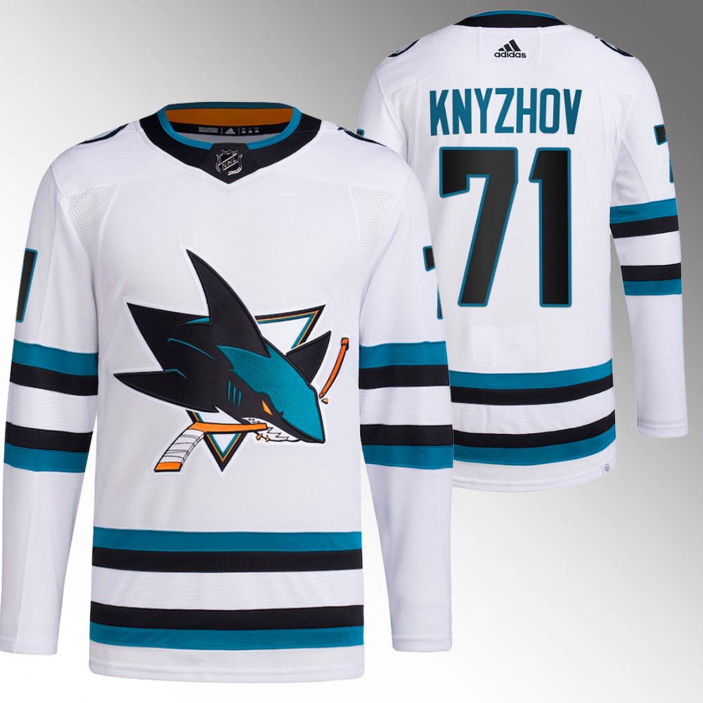 2022-23 San Jose Sharks Nikolai Knyzhov White Away Primegreen Authentic Jersey